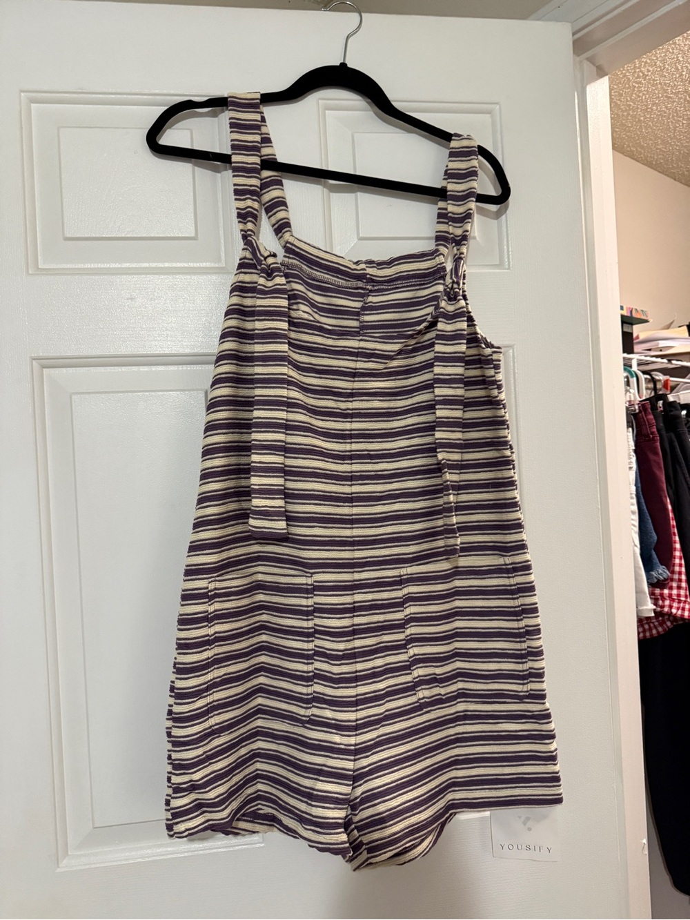 Striped Purple and Cream Sleeveless Mini Dress